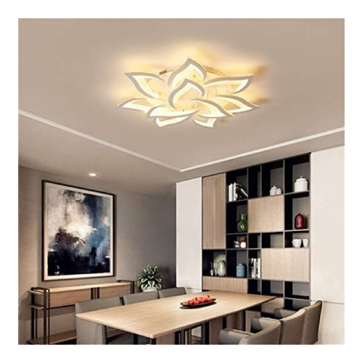 Lustre Blanc et Ambre aux lignes epurees avec eclairage confortable 80W 3000 K