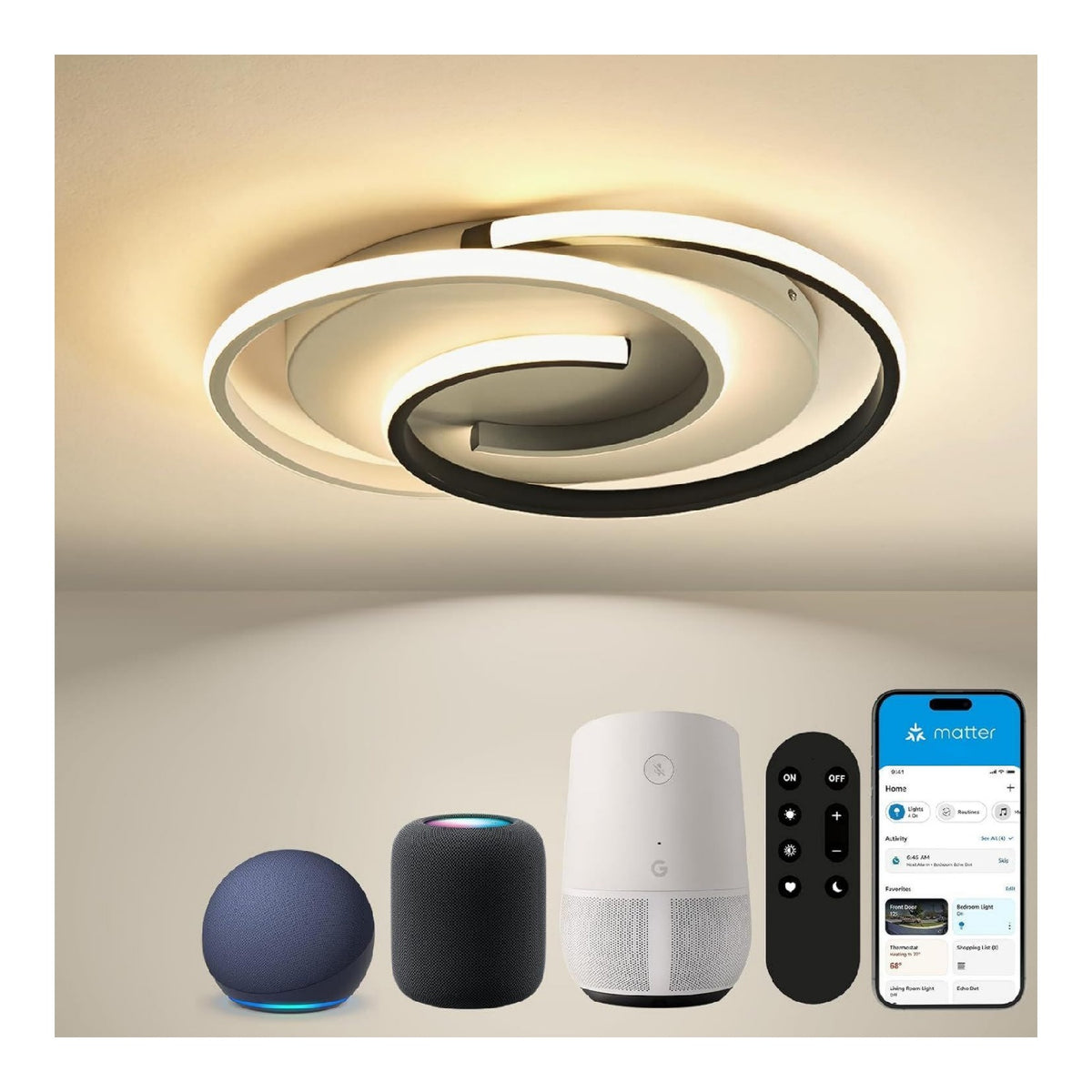Plafonnier Noir et Blanc au style moderne avec conception fonctionnelle 24W