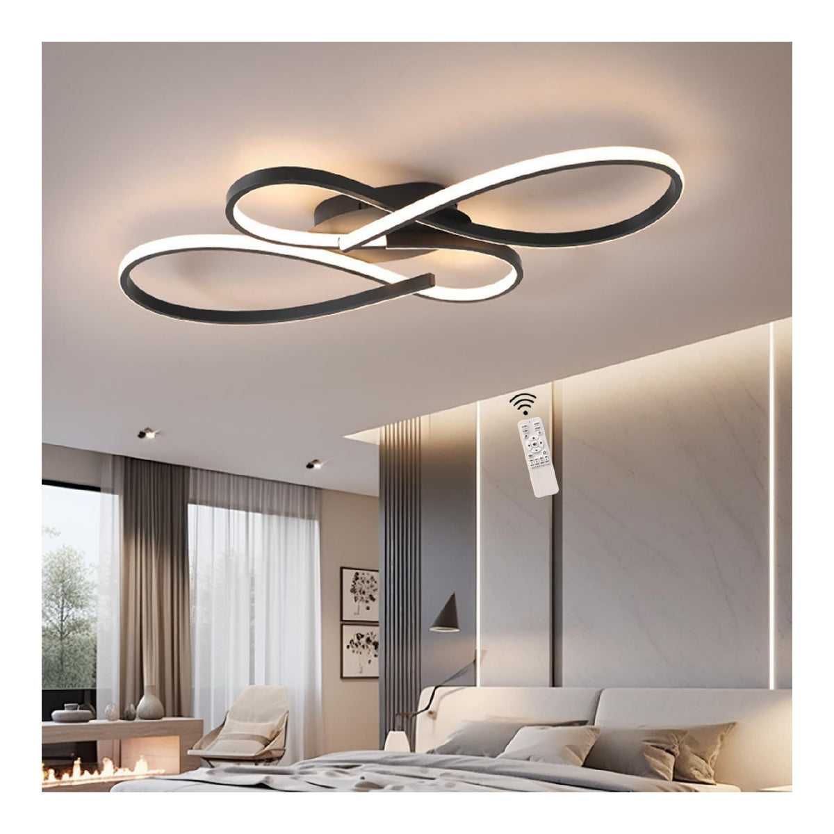 Plafonnier Noir et Blanc a presence elegante et lumiere agreable 46W 3000K
