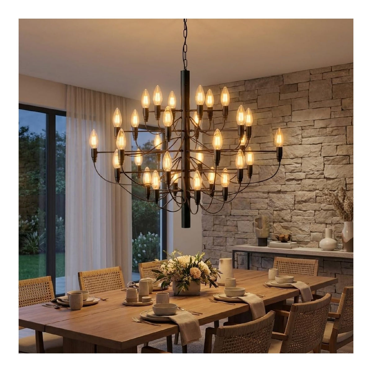Luminaire Noir et Blanc a silhouette graphique de type suspension E14