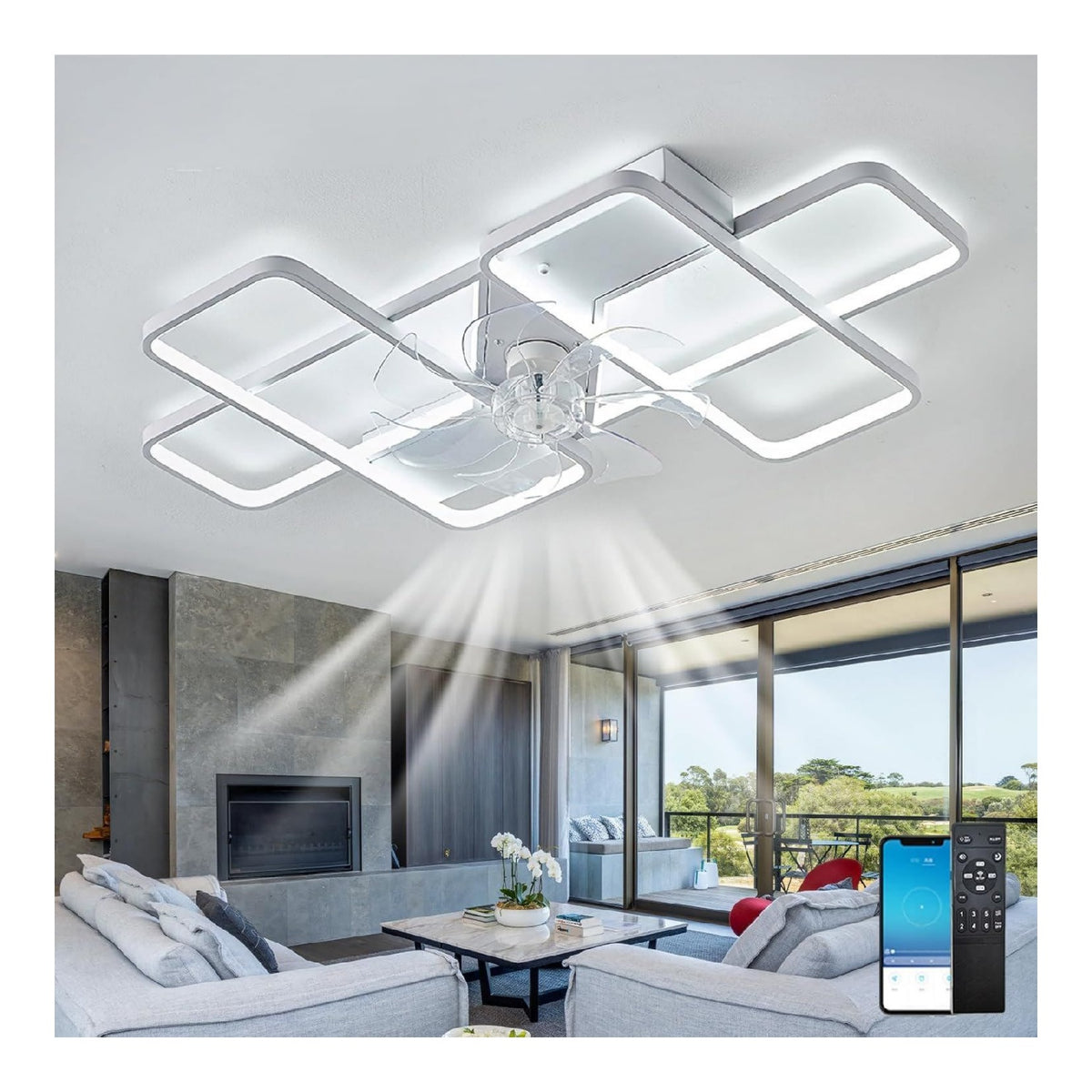 Luminaire Blanc et Ambre a silhouette graphique de type plafonnier 15W