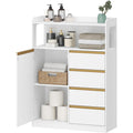 Armoire de salle de bain avec 4 tiroirs, étagères réglables et grand espace de rangement, meuble 30 x 80 x 110 cm, blanc