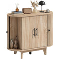 Buffet ovale avec 4 portes et étagère réglable, meuble de rangement moderne 90 x 40 x 76 cm, finition chêne