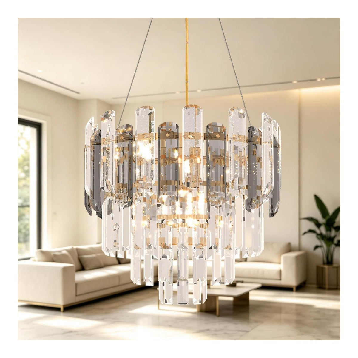 Lustre Gris et Ambre au style moderne avec conception fonctionnelle 40W E14