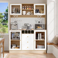 Buffet haut de cuisine avec éclairage LED et multiples espaces de rangement pour salon ou salle à manger