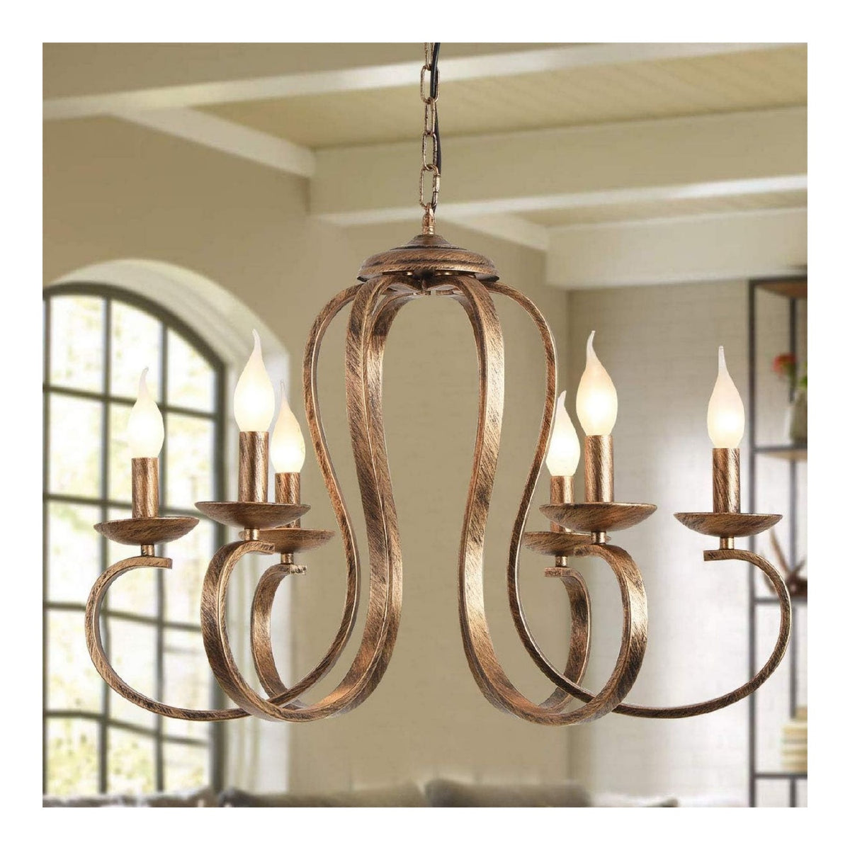 Eclairage Dore et Ambre contemporain en version lustre 25 W E14