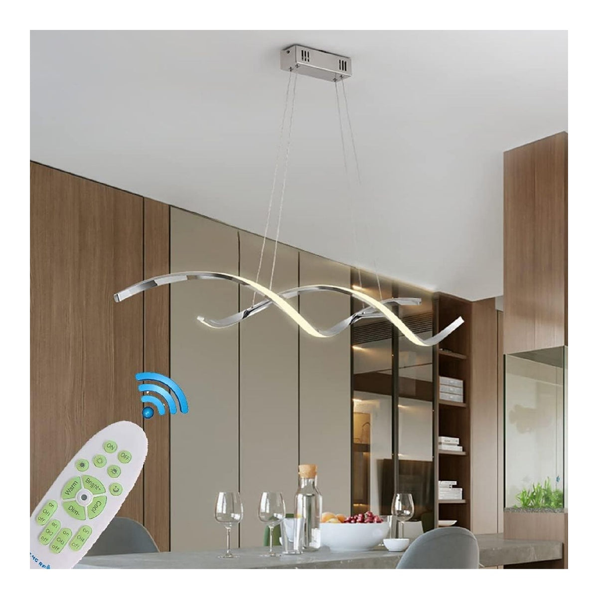 Luminaire Blanc et Gris a silhouette graphique de type suspension 35W 3000K