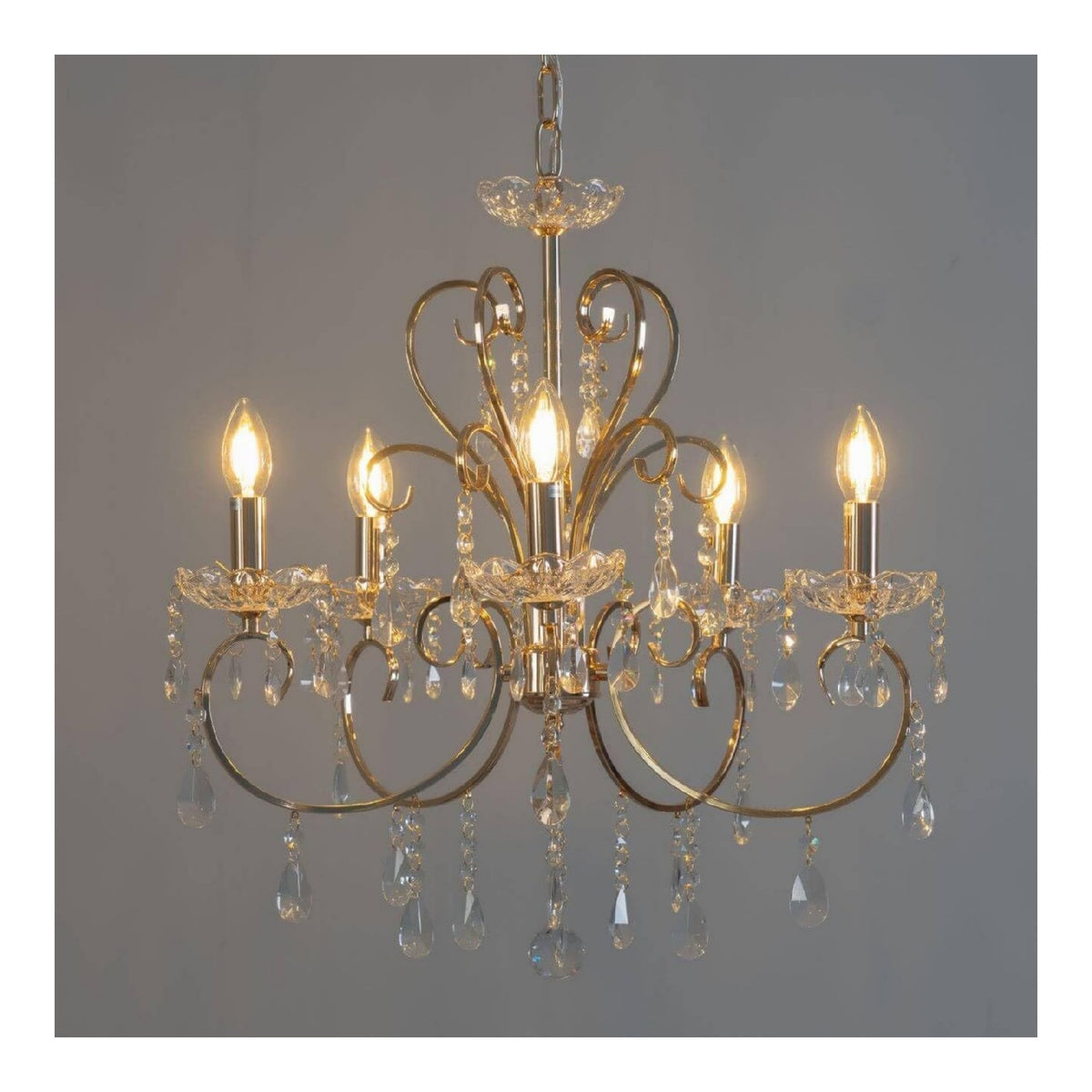 Luminaire Blanc et Dore a silhouette graphique de type lustre 40W IP20 E14