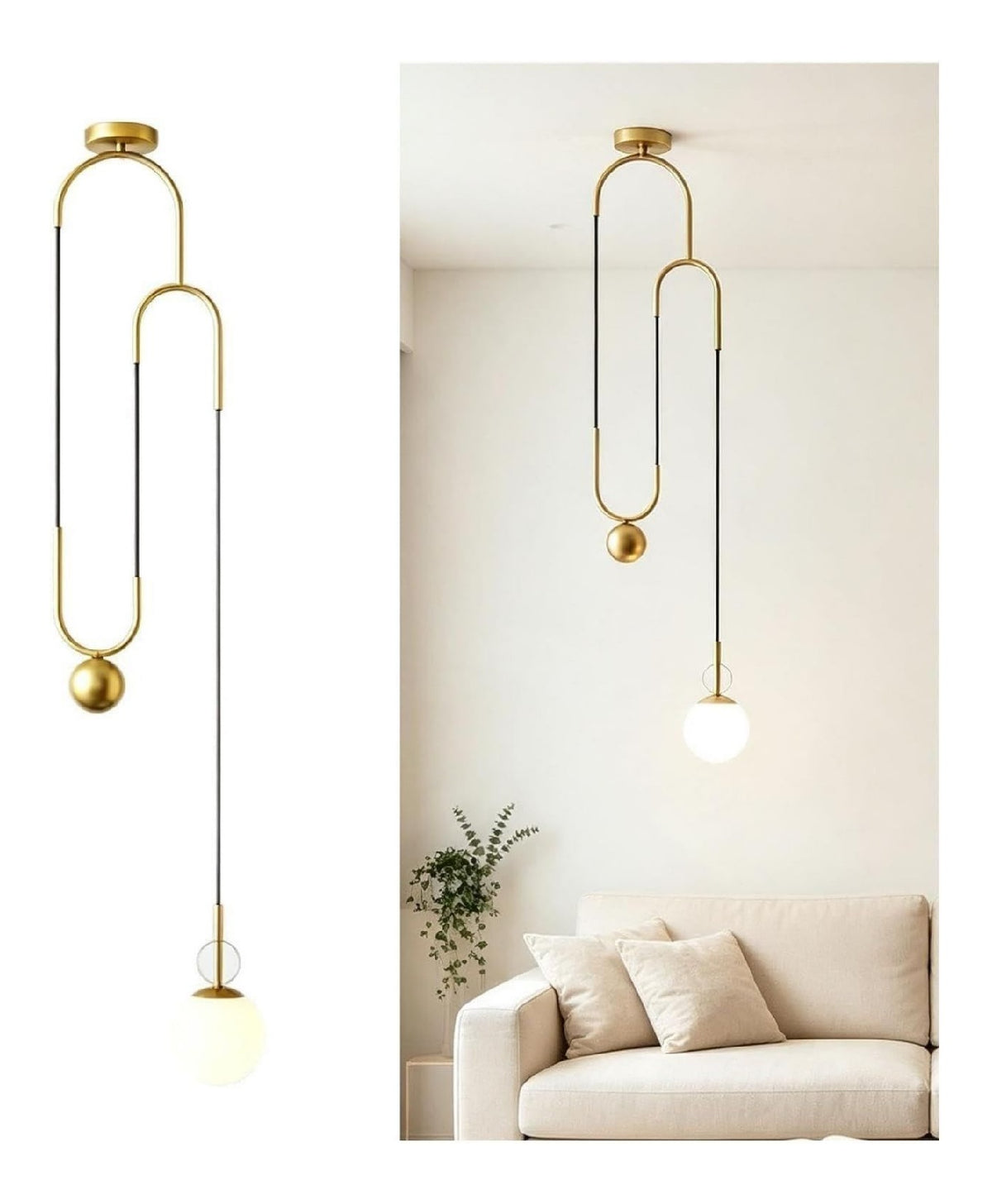 Eclairage Noir et Dore contemporain en version suspension E14