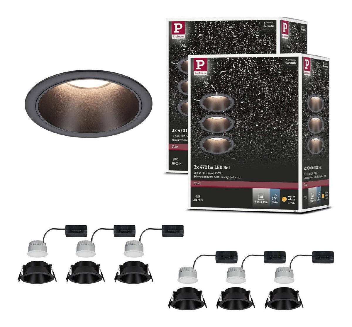 Spot de plafond Noir a presence elegante et lumiere agreable IP44 2700K