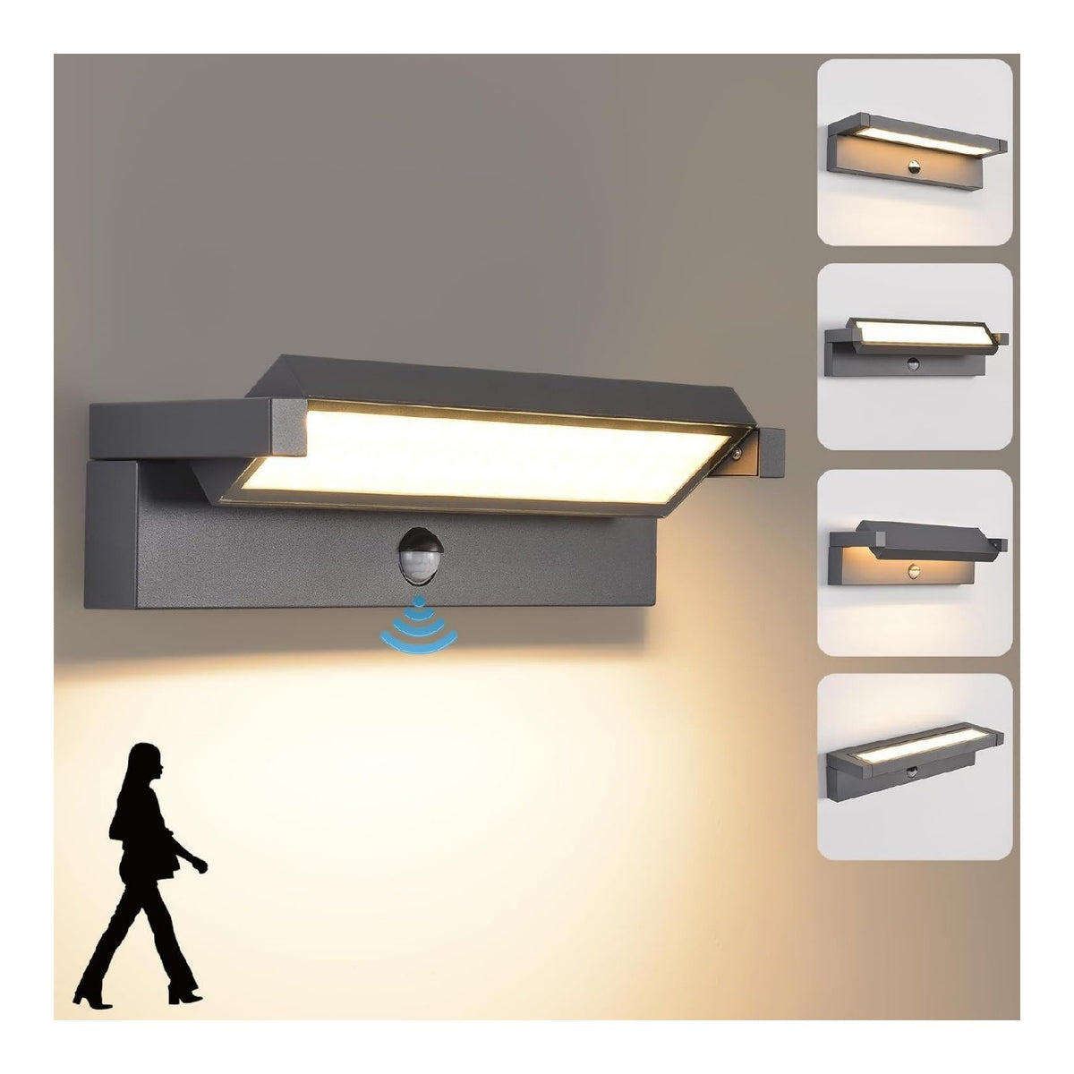 Applique murale decoratif Blanc et Argente avec diffusion lumineuse harmonieuse 36W IP65 3000K