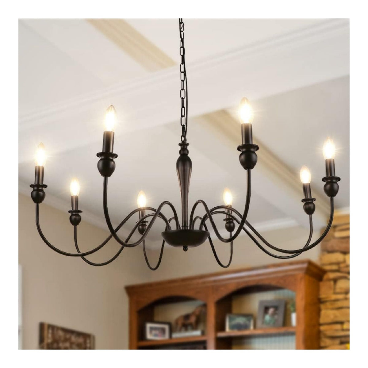 Lustre Noir et Ambre a presence elegante et lumiere agreable 60W E14
