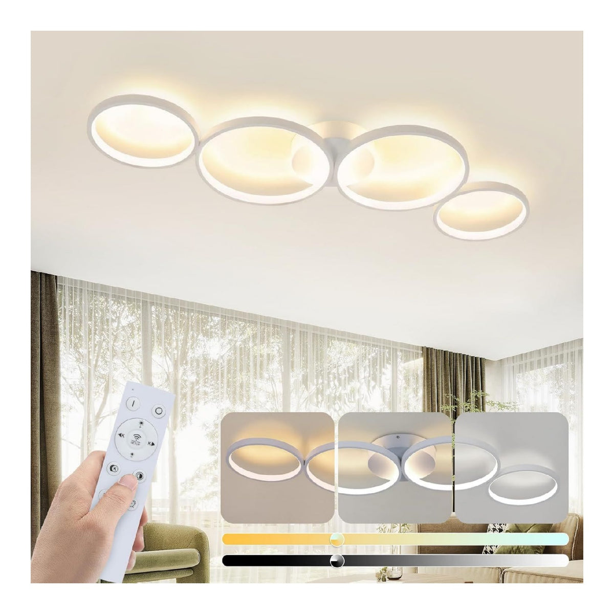 Plafonnier Blanc et Ambre a presence elegante et lumiere agreable 55 W