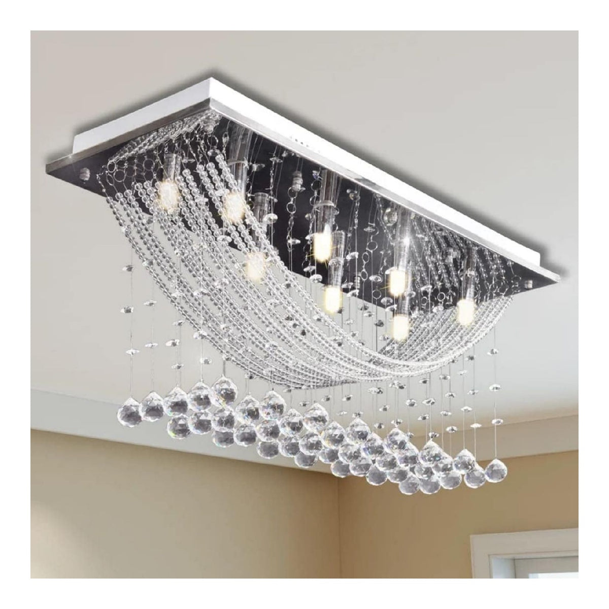 Suspension Blanc et Transparent aux lignes epurees avec eclairage confortable