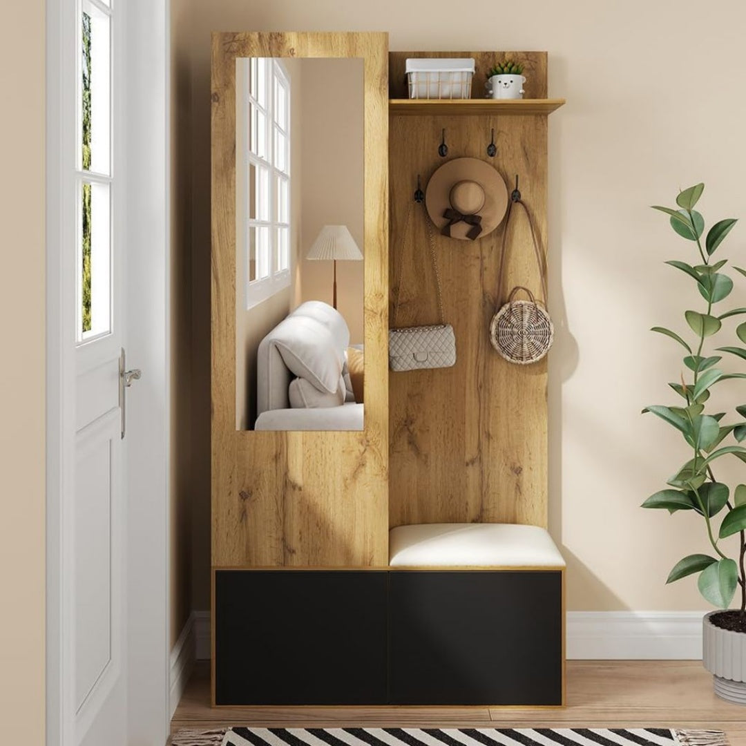 Bancs de rangement finition bois beige variante 3033