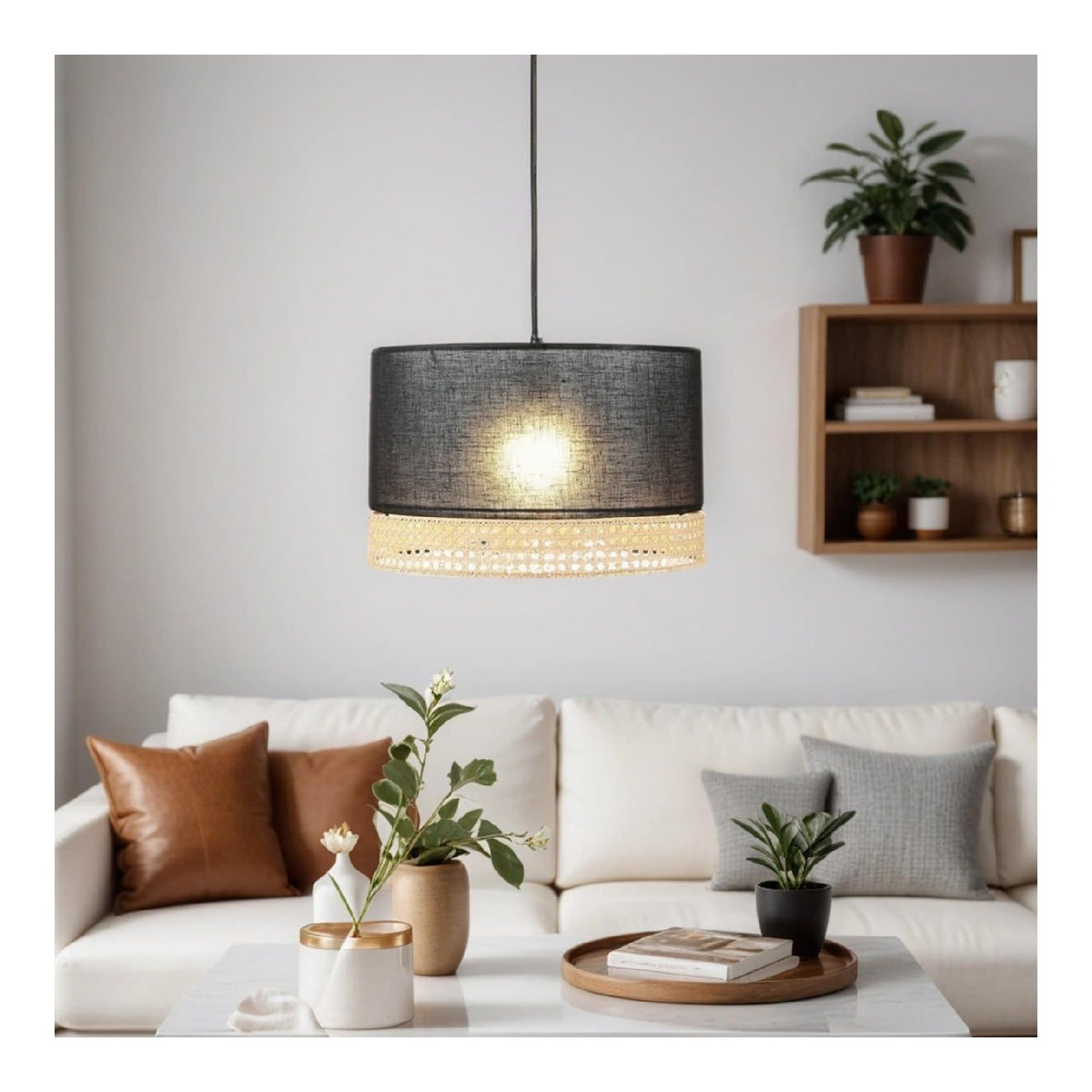 Suspension decoratif Noir et Marron avec diffusion lumineuse harmonieuse 15W E27