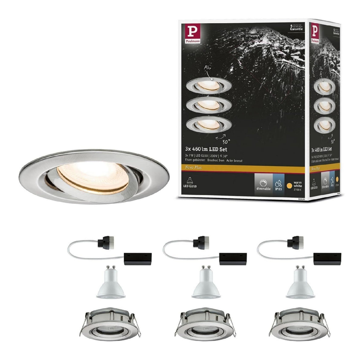 Luminaire Blanc a silhouette graphique de type spot de plafond IP65 2700K GU10