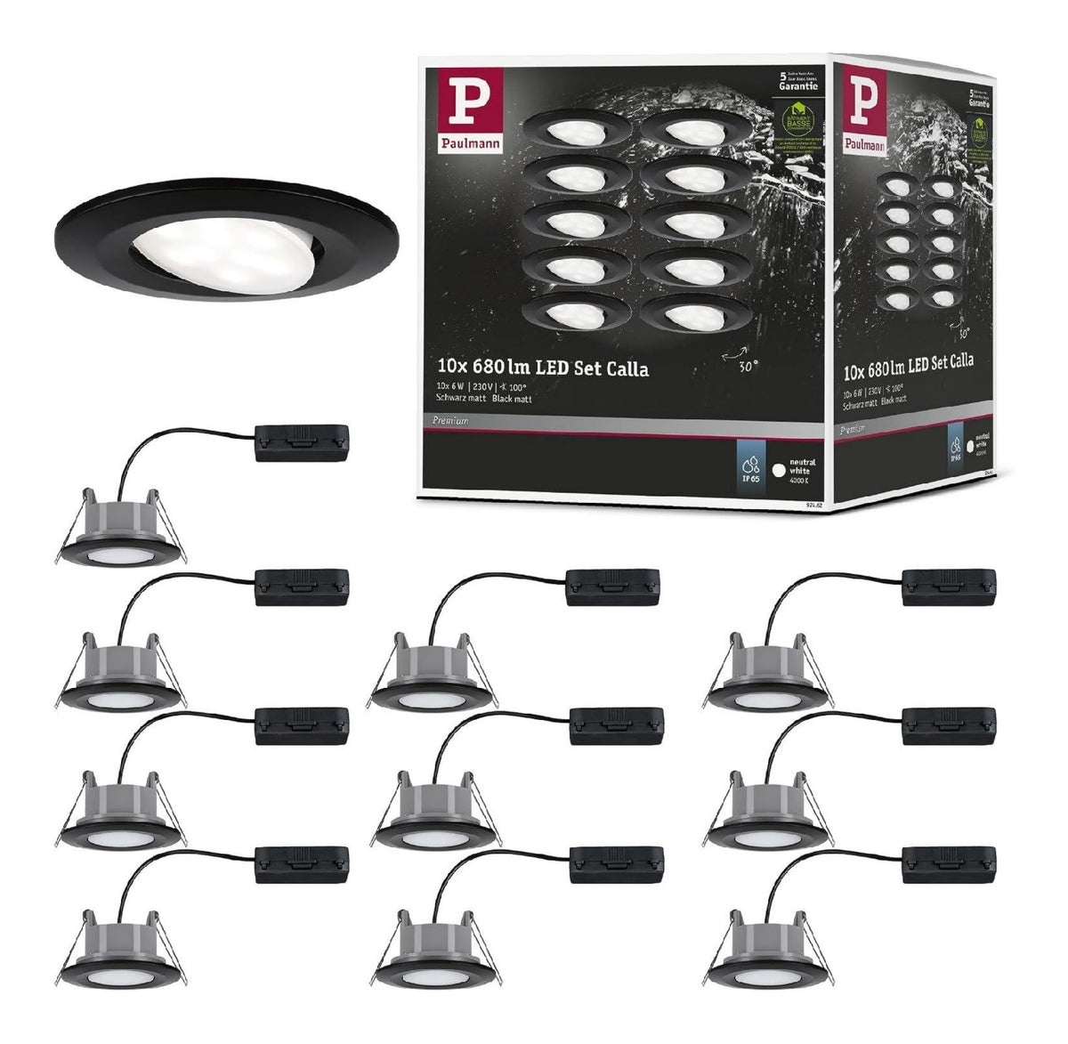 Spot de plafond Noir et Blanc aux lignes epurees avec eclairage confortable IP65 4000K