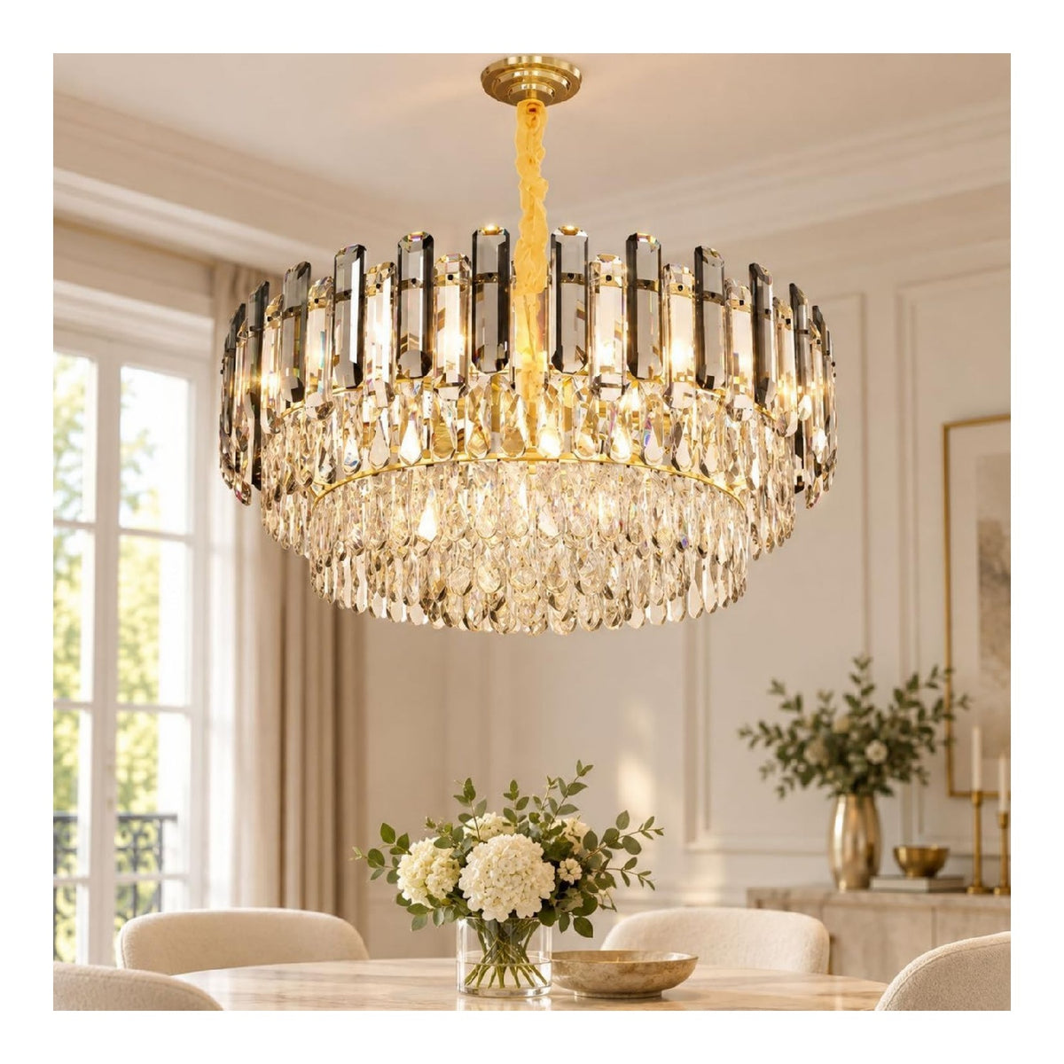 Lustre Blanc et Dore au style moderne avec conception fonctionnelle 4 W 3000K E14