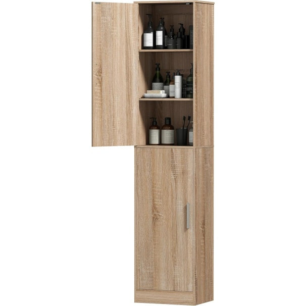 Armoire de cuisine moderne avec plan de travail, deux portes et tiroir, finition blanc et bois naturel