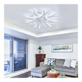 Lustre Blanc et Ambre aux lignes epurees avec eclairage confortable 3000K