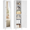 Armoire haute de salle de bain avec miroir pleine longueur et étagères réglables, meuble de rangement 30 x 40 x 160 cm, blanc