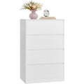 Commode moderne avec 4 tiroirs, meuble de rangement compact pour vêtements et accessoires, blanc neige
