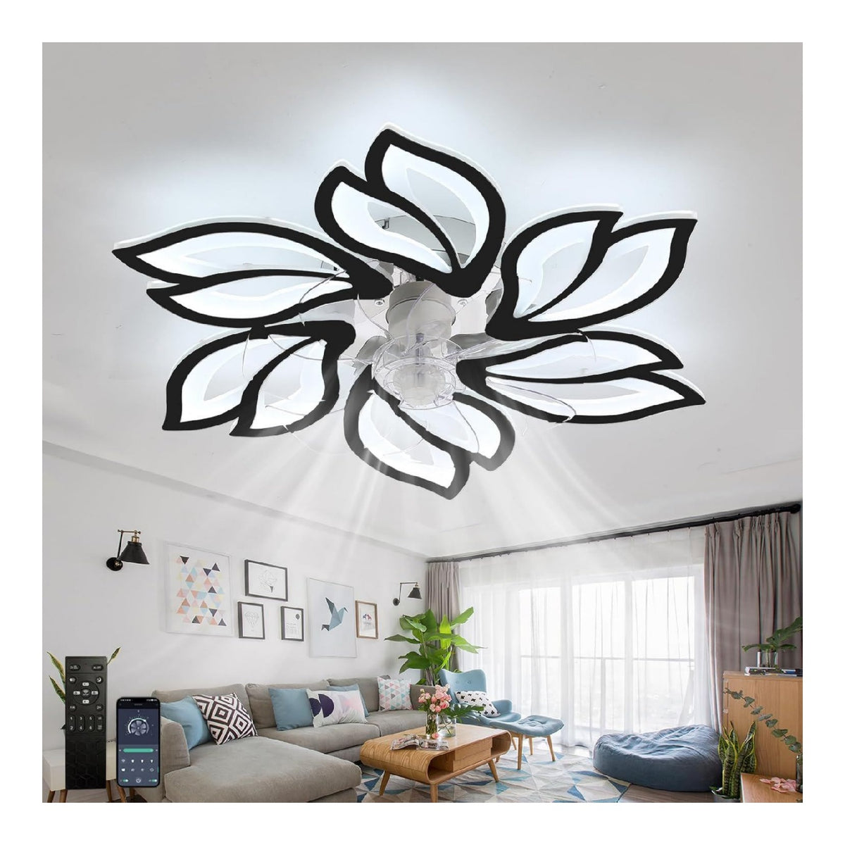 Luminaire Noir et Blanc aux lignes epurees avec eclairage confortable 3000 K