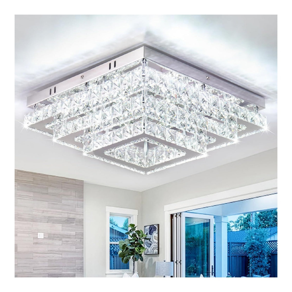 Solution lumineuse Blanc et Ambre au dessin sobre en format lustre 61W 6500K
