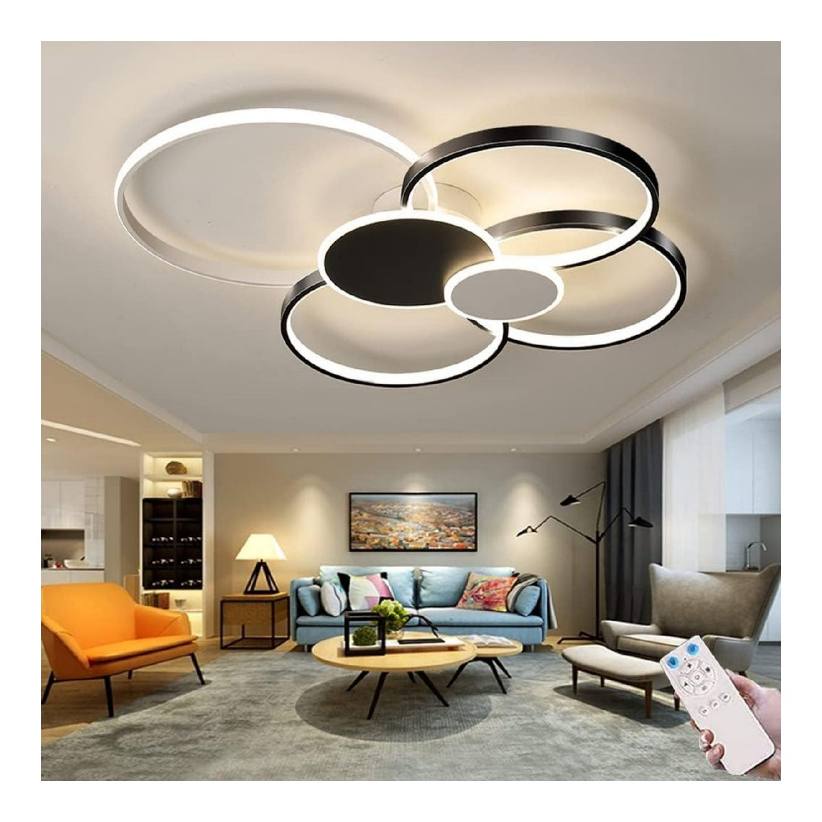 Suspension Noir et Blanc au style moderne avec conception fonctionnelle 3000K
