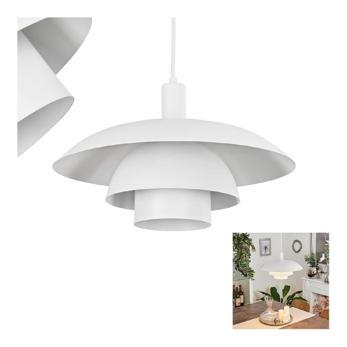 Suspension decoratif Blanc et Ambre avec diffusion lumineuse harmonieuse IP20 E27