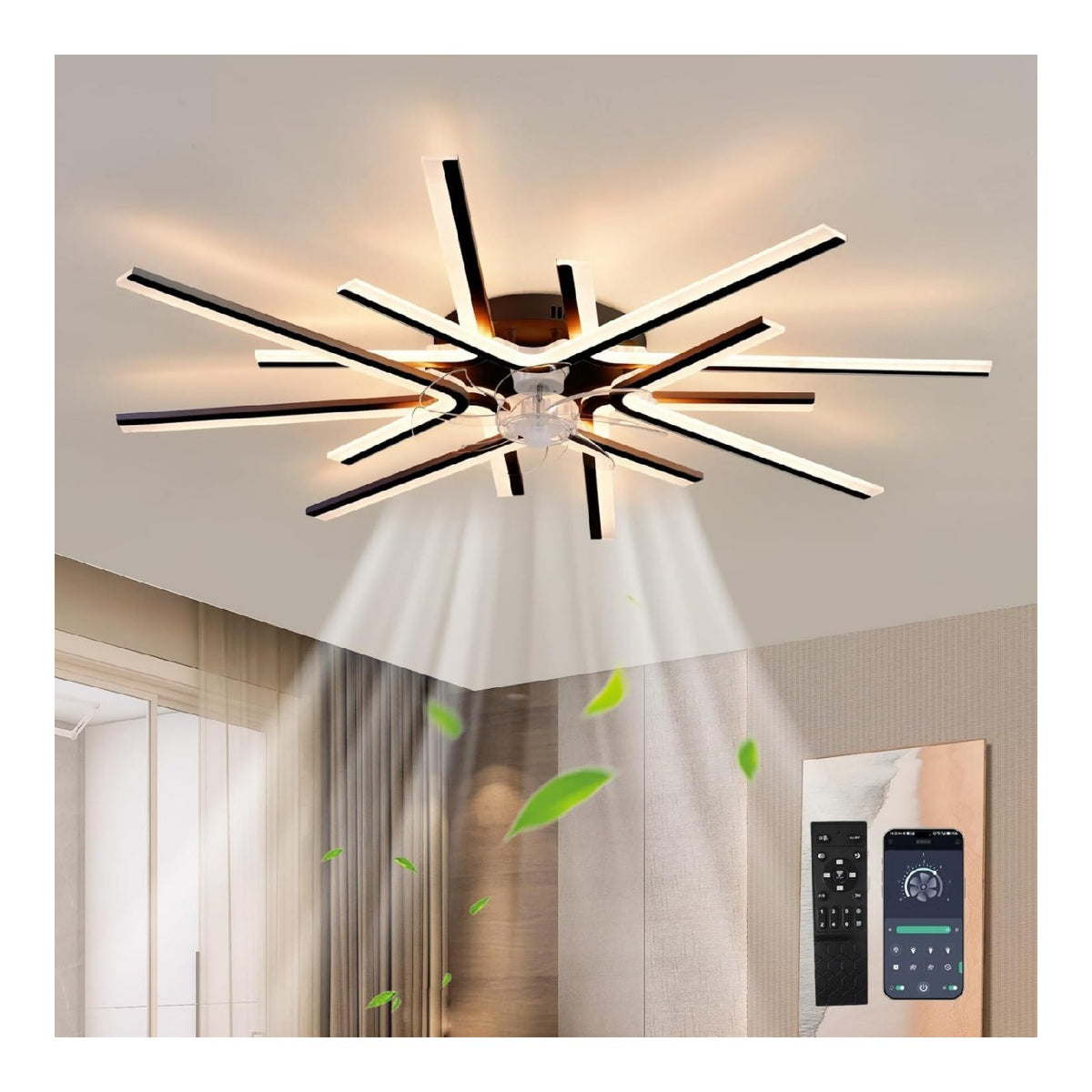 Luminaire Noir et Blanc a silhouette graphique de type lustre