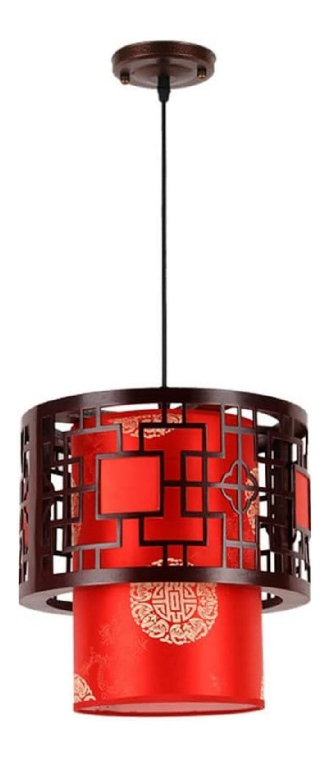 Luminaire Ambre et Rouge a silhouette graphique de type suspension E27 KB-9674