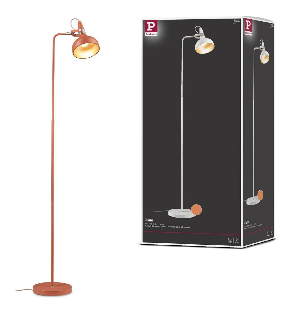 Lampadaire Vert aux lignes epurees avec eclairage confortable 20W E14