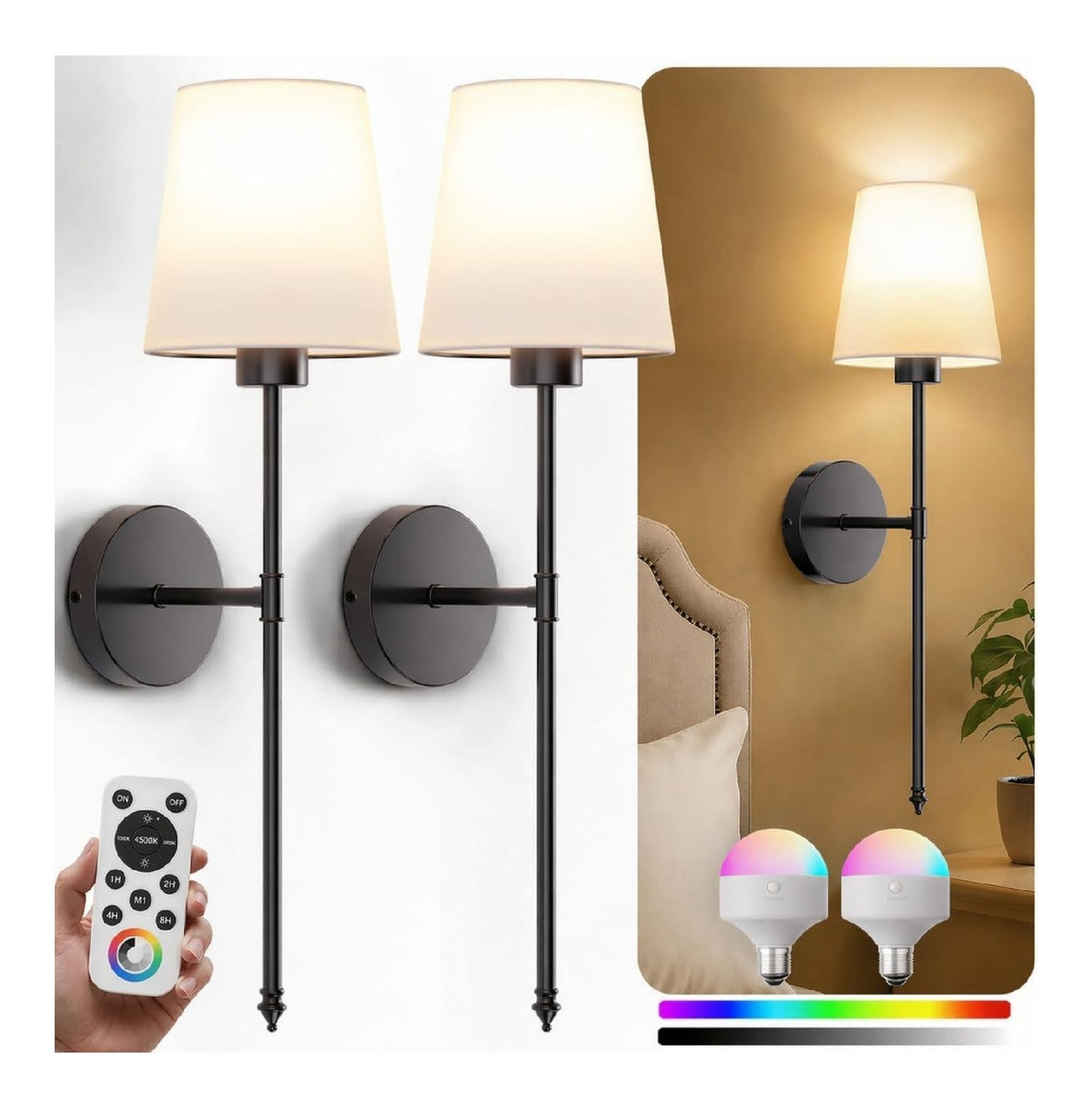 Applique murale decoratif Noir et Blanc avec diffusion lumineuse harmonieuse 3000 K