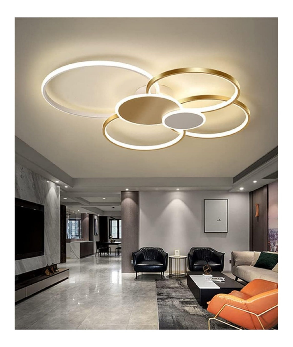 Luminaire Noir et Blanc a silhouette graphique de type lustre 96 W 3000 K