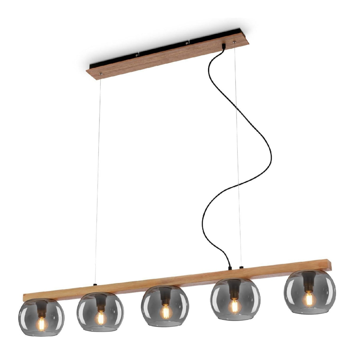 Suspension Noir et Ambre a presence elegante et lumiere agreable 10W E14