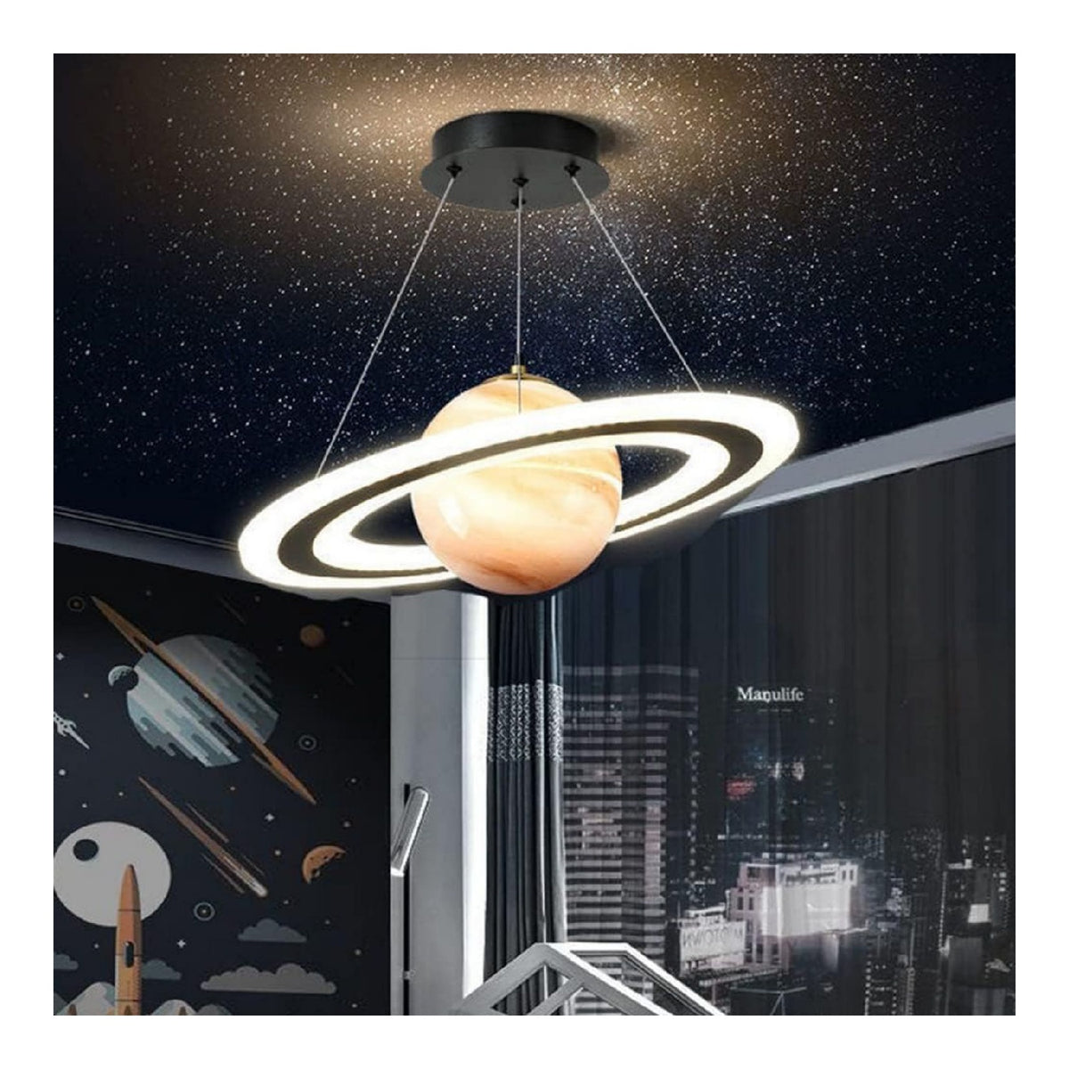 Suspension decoratif Blanc et Ambre avec diffusion lumineuse harmonieuse