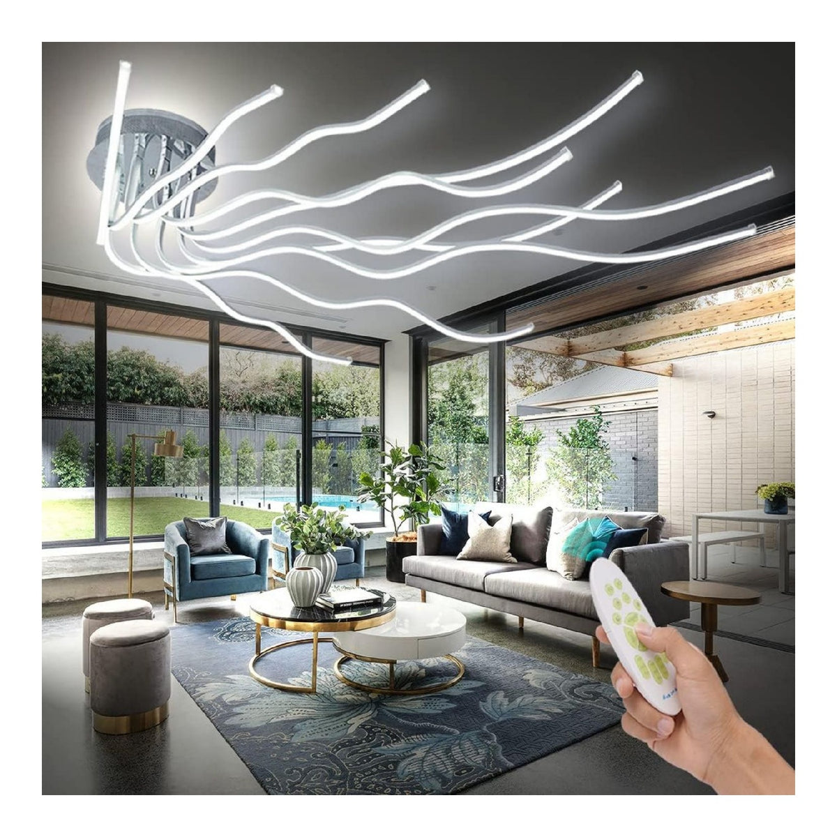 Plafonnier decoratif Ambre avec diffusion lumineuse harmonieuse 138W 3000K