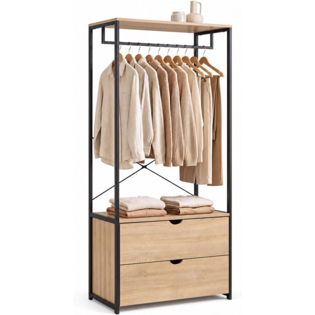 Ensembles de meubles finition bois structure metal noir