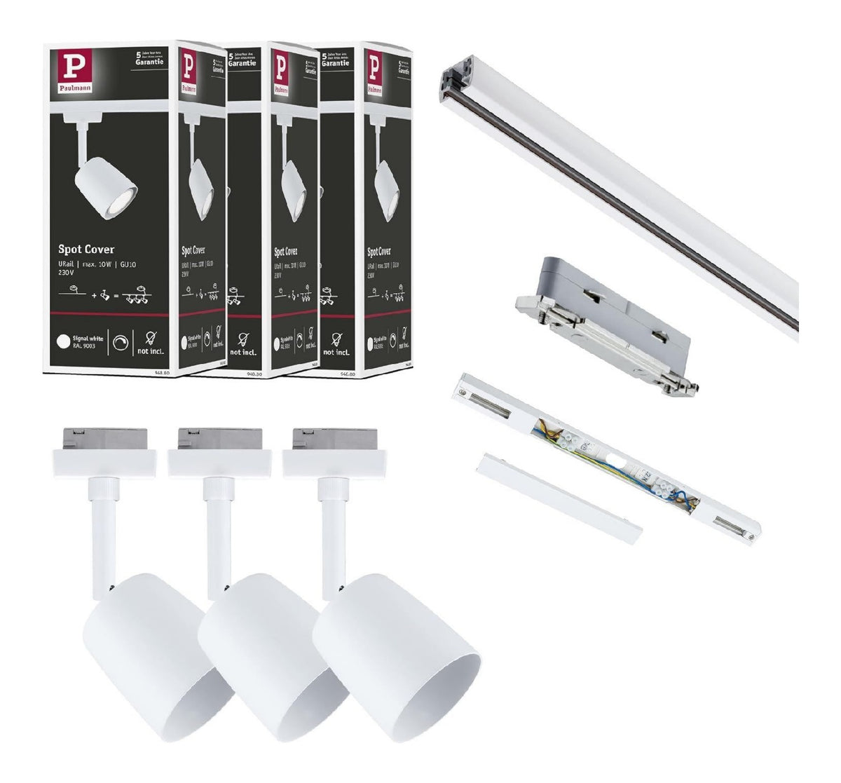 Luminaire Noir et Blanc a silhouette graphique de type rail de spots 10W GU10