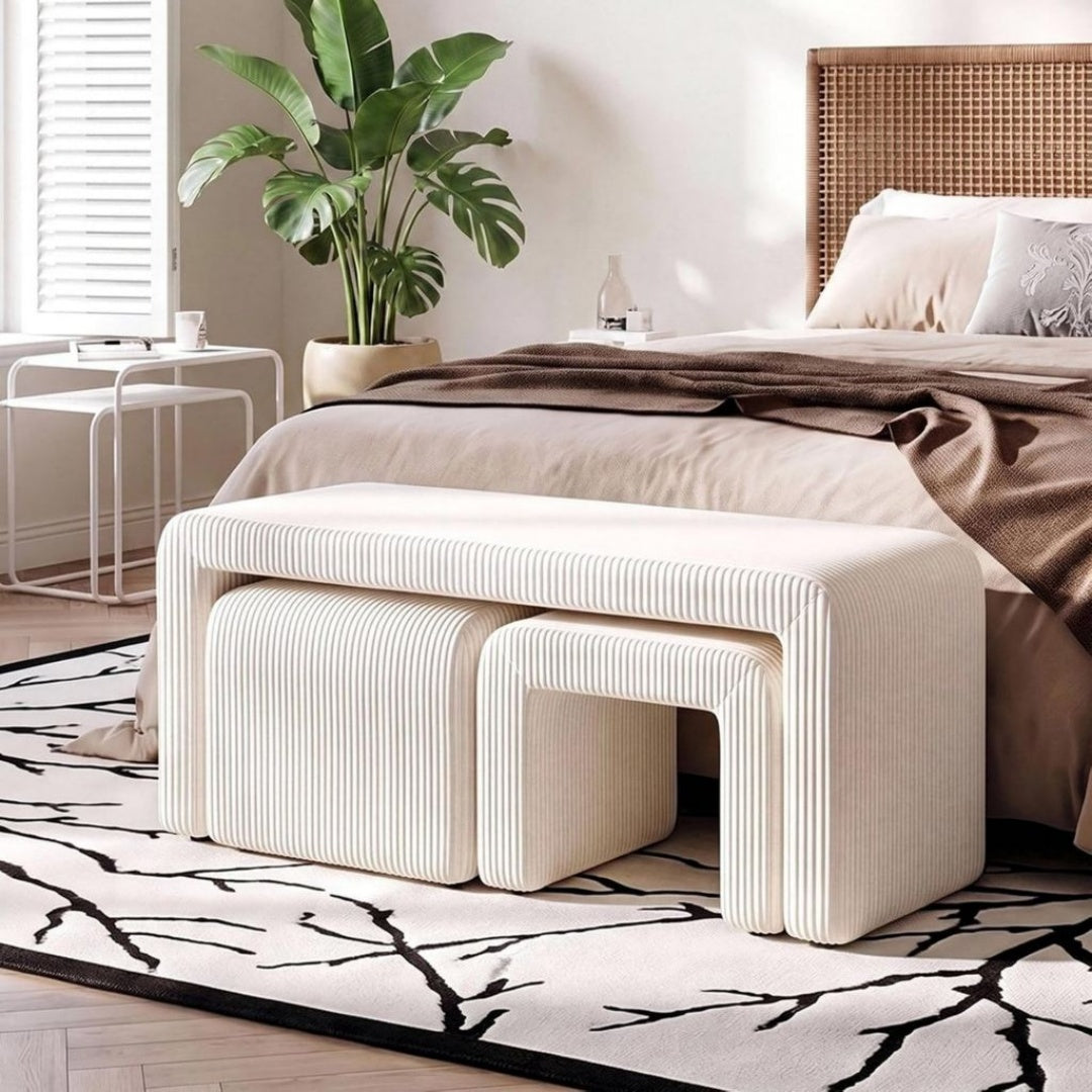 Ensembles de canapes finition bois structure metal beige